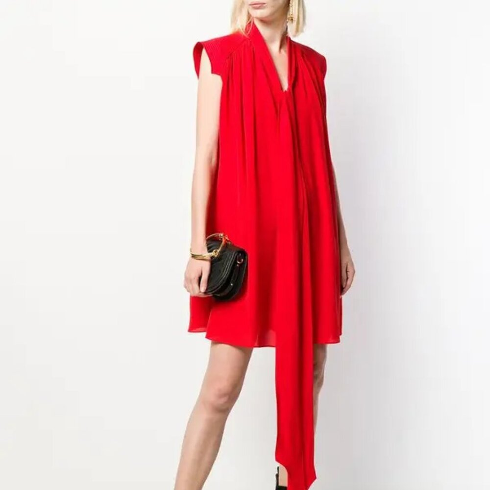 *SOLD* Givenchy Red Neck Tie Silk Swing Dress